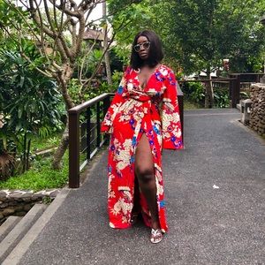 Dresses - Kimono Floral Dress Dresses - Kimono Floral Dress